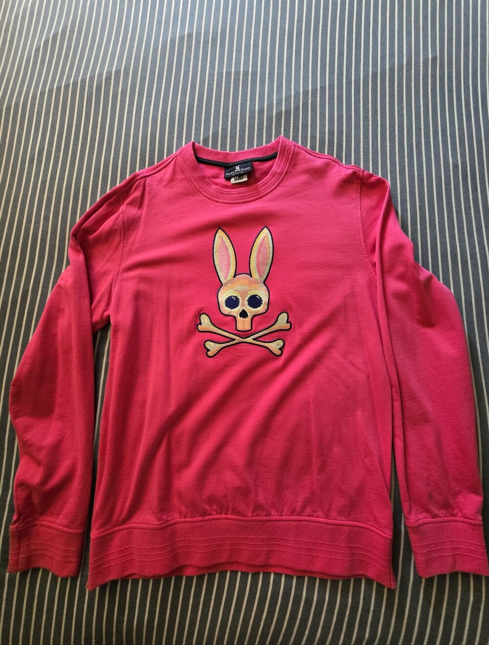 Psycho Bunny Hot Pink Crewneck Sweatshirt with Iconic Bunny Skull